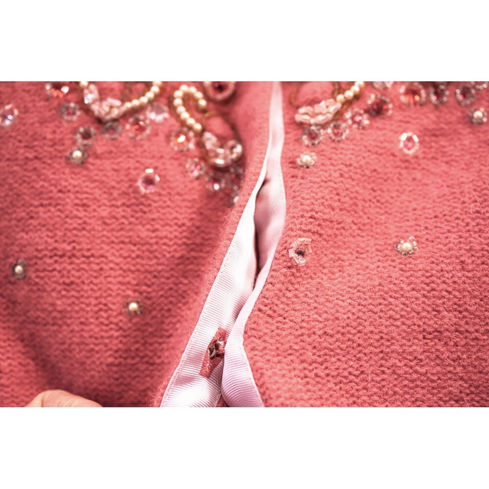 Vintage Free People Coral Wool & Angora Sweater with Beadwork Embroidery - Picture 13 of 14